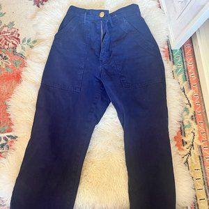 New, never worn Big Bud Press work pants in Navy Blue, XS